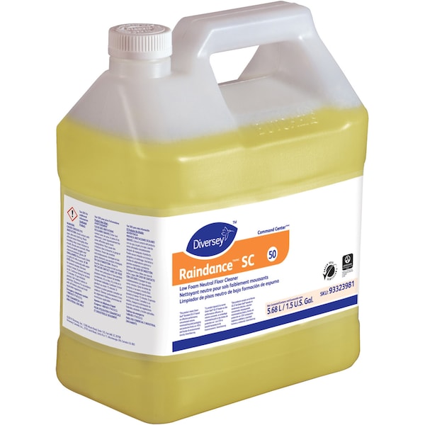 Diversey Floor Cleaner, Neutral, Raindance, 1.5 Gallon, Yellow, PK 2 DVO93323981 - main